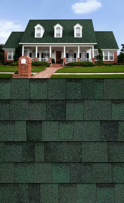 houses with green shingle roofs